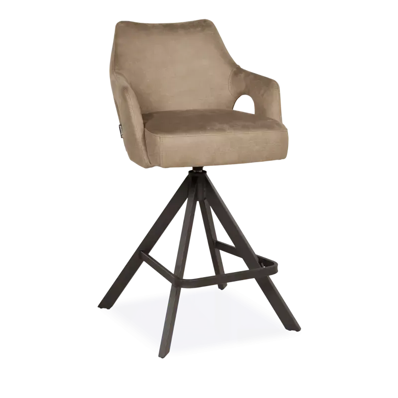Barstoel Charlie - draaibaar - microleder Oxx Liver - pocketvering
