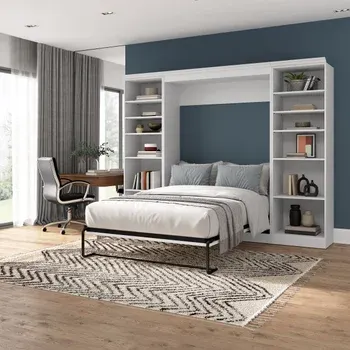 Bestar Audrea Full Wall Bed with Two 25" Storage Units in White