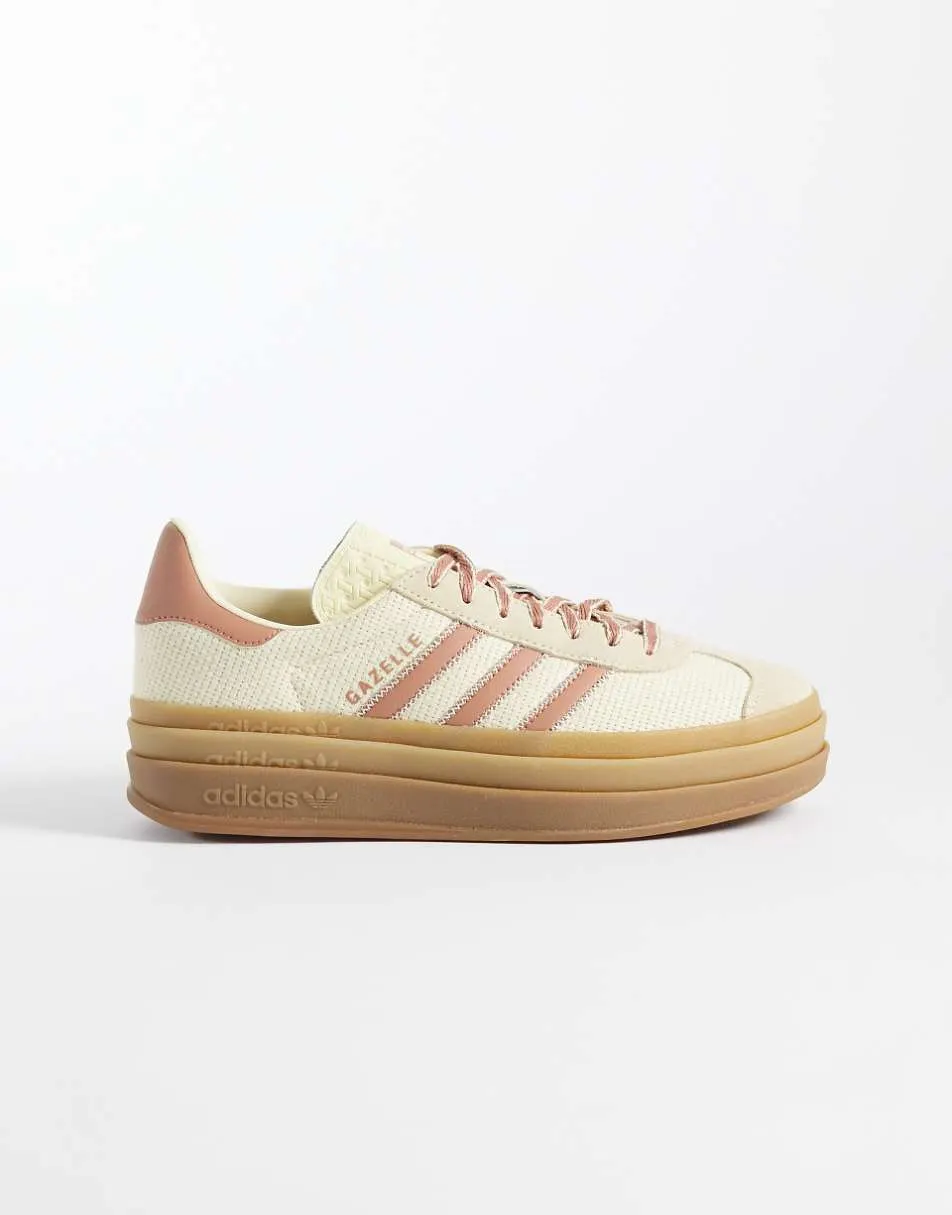 adidas Originals Gazelle Bold trainers in cream and light brown