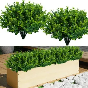 Conjunto de 12 plantas artificiales, resistentes a los rayos UV, que imitan el boj, para jardines, patios, terrazas, bodas y uso interior y exterior
