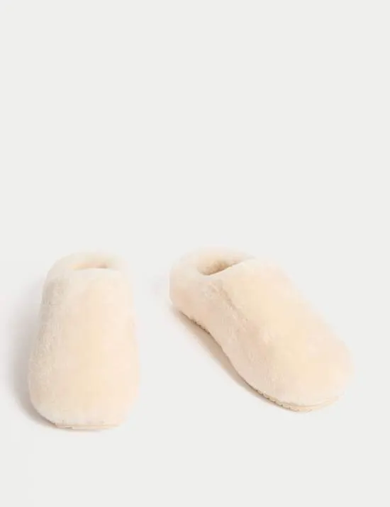 Leather Shearling Mule Slippers