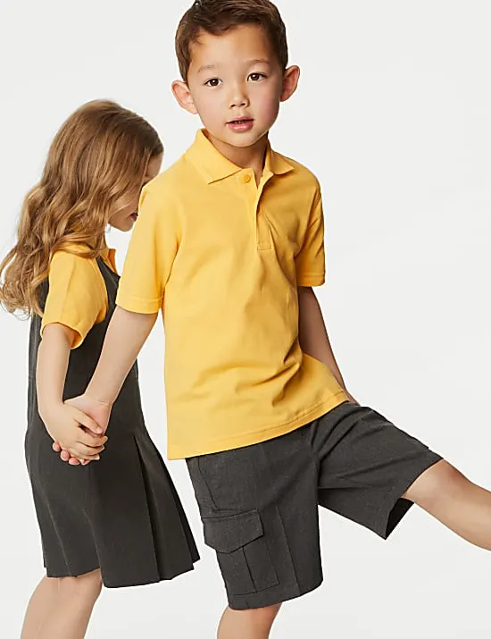3 Pack Unisex Stain Resist School Polo Shirts (2-18 Yrs)