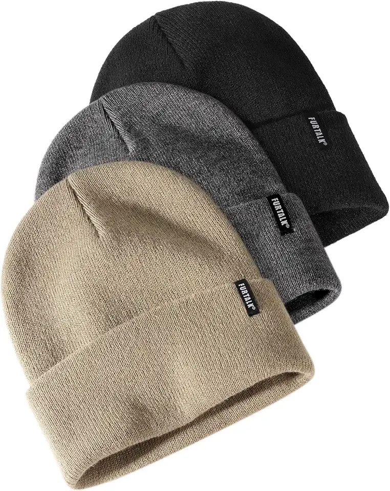 3 Pack Beanie for Men Women Unisex Cuffed Thick Knitted Unisex Winter Hat Skull Cap
