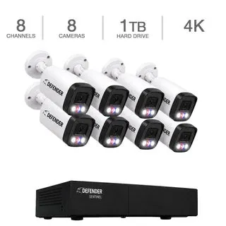 Defender AI POWERED Sentinel 4K Ultra HD Wired 8 Channel PoE NVR Security System with 8 Metal Cameras with 1 TB HDD