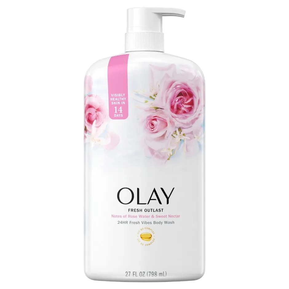 Olay Fresh Outlast Rose Water & Sweet Nectar Body Wash, 27 fl oz