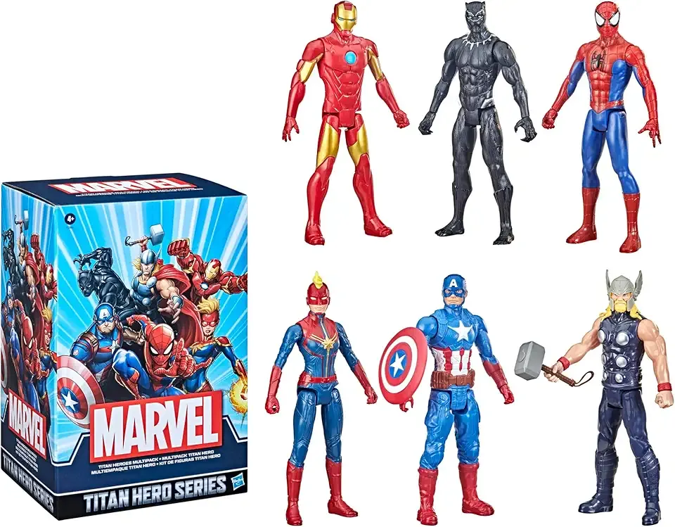 Marvel Titan Hero Series Action Figure Multipack, 6 Action Figures, 12-Inch Toys, Inspired By Marvel Comics, For Kids Ages 4 And Up (Amazon Exclusive)