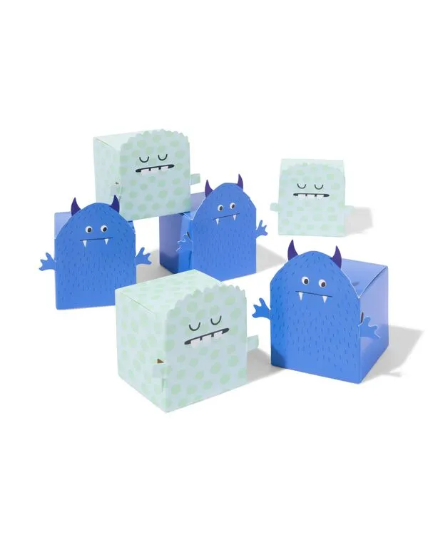 vouwbare cadeaudoosjes 5x5x5cm papier monster - 6 stuks