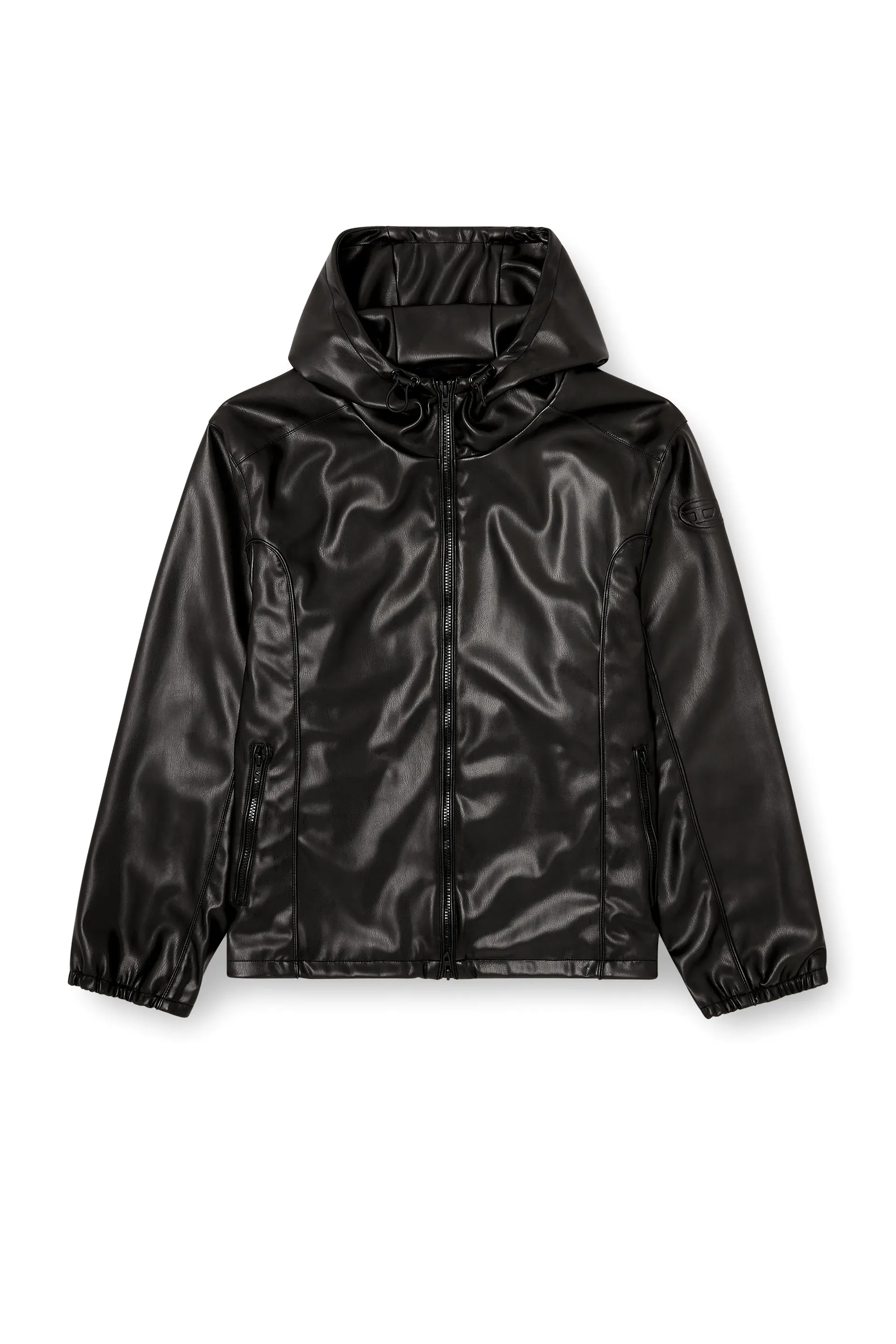 Hooded windbreaker in coated fabric