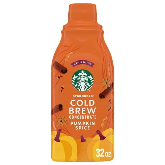 Rollback Starbucks Pumpkin Spice Cold Brew Coffee Concentrate, Cold Brew Concentrate Liquid 32 fl oz $8.97 Was $9.97 28.0 ¢/fl oz