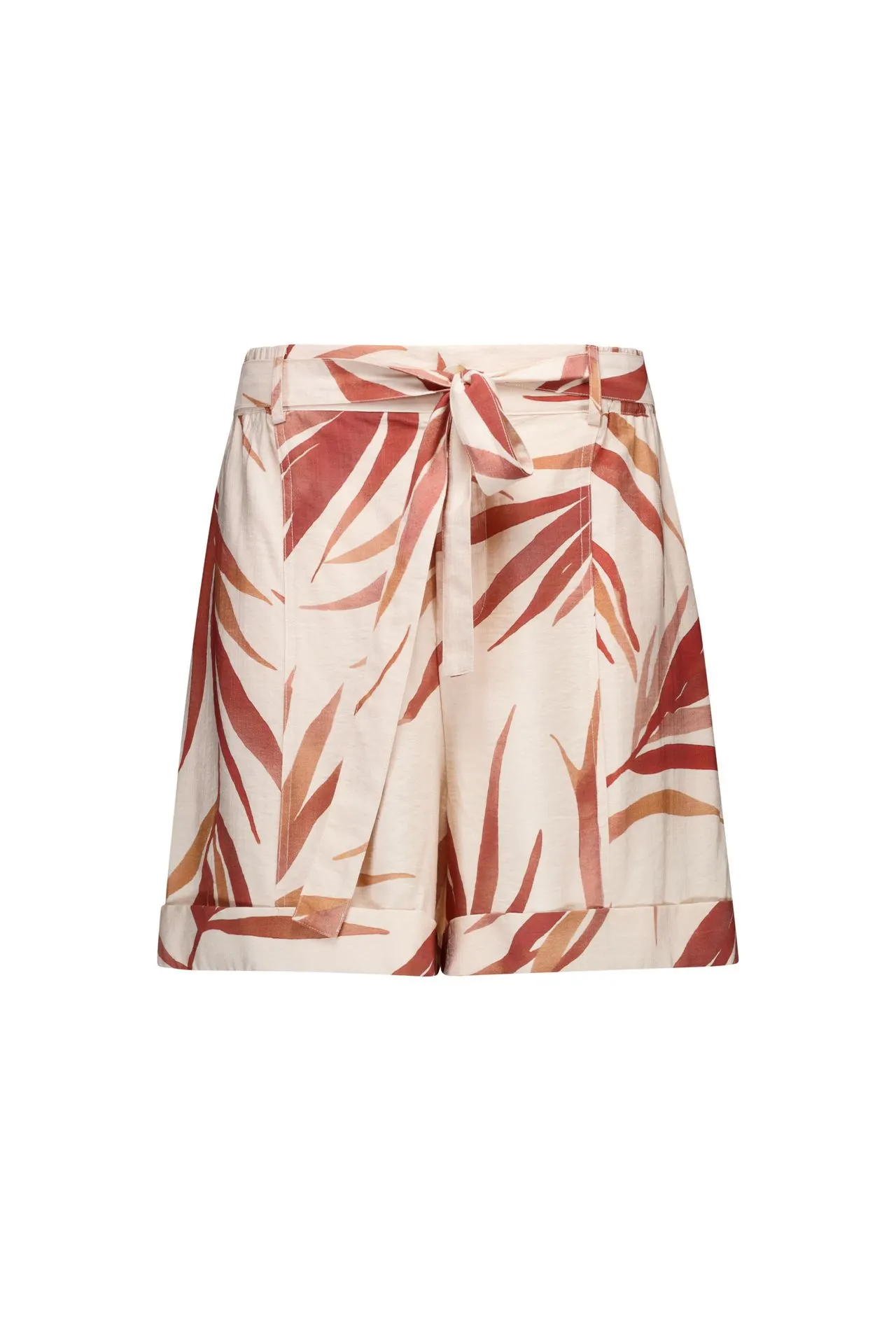 Korte ecru broek met bladprint