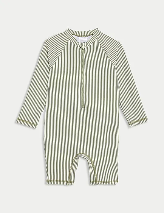 Striped Long Sleeve Swim All In One (0-3 Yrs)