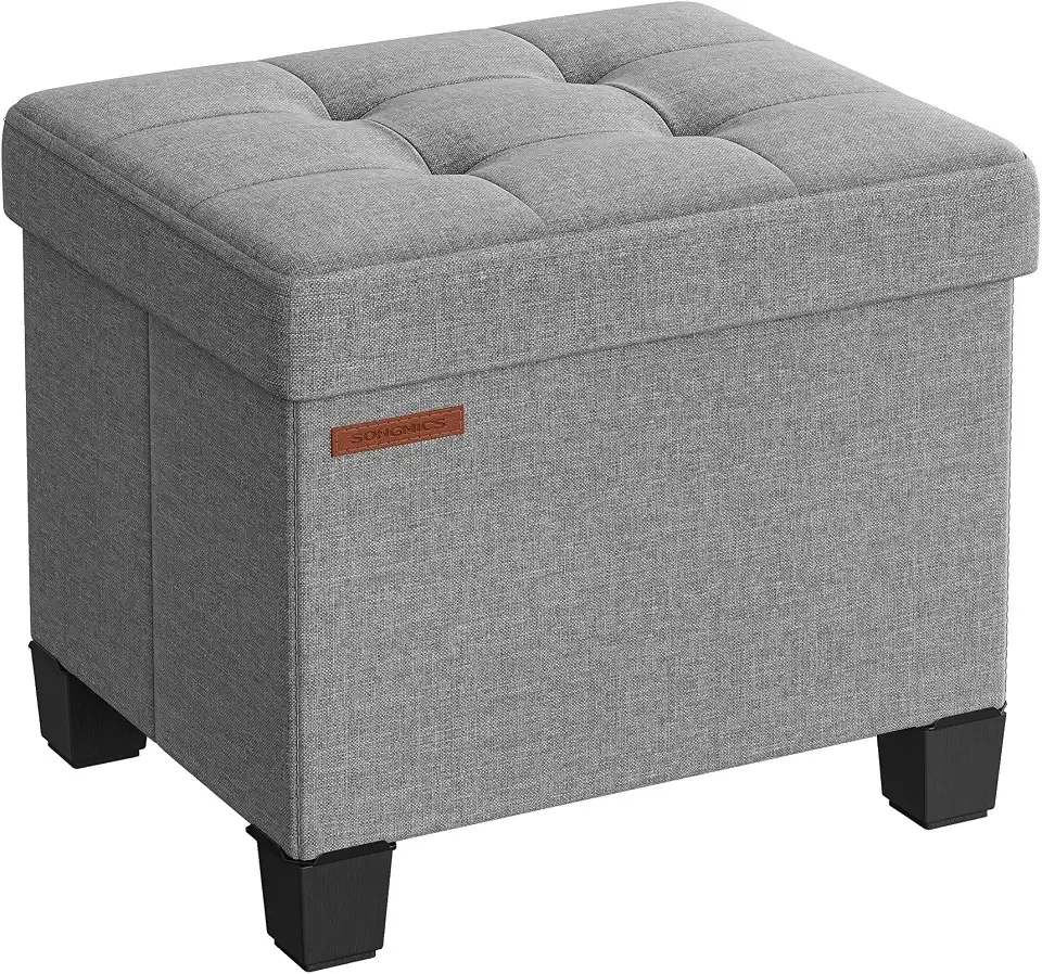 Storage Ottoman, Small Foot Rest, 15.7 x 12.6 x 13.2 Inches | Foot Stool with Legs, Load up to 661.4 lb, for Living Room, Bedroom, Dorm, Dove Gray, MELISA Collection ULSF012G02