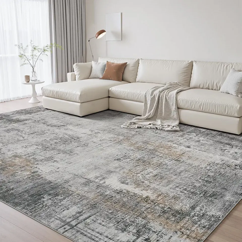 5 x 7 Area Rugs for Living Room, Machine Washable Non Slip Rug Ultra Soft Low Pile Indoor Carpet Modern Abstract Rugs for Bedroom Office Room Dining Room Beside, Grey