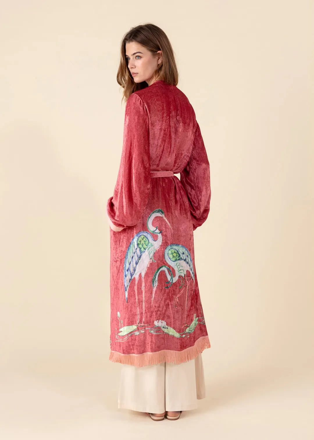 Lång mönstrad velourkimono