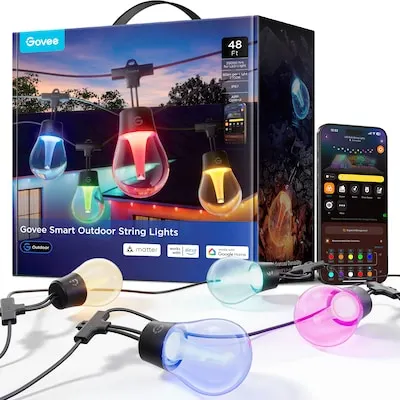 24-ft Plug-in Black Outdoor String Light with 12 LED Edison Bulbs