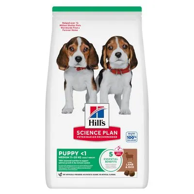 Croquettes pour chien Hill's, format économique 16/18 kg Puppy <1 Medium agneau, riz (18 kg)