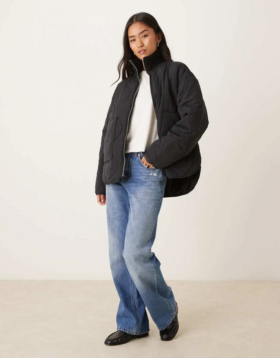 JJXX Serena high neck quilted jacket in black