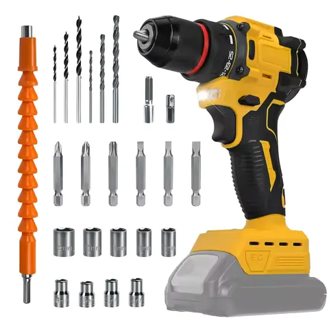 10mm Brushless Electric Drill Set 60N.m 25+1 Torque Cordless Electric Screwdriver 2 Speed Power Tool for Dewalt 20V Battery Pin