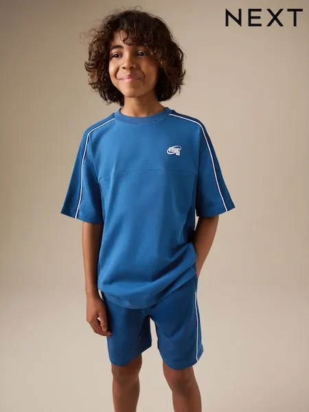 Green/White/Navy Colourblock Short Sleeve T-Shirt and Shorts Set (3-16yrs)