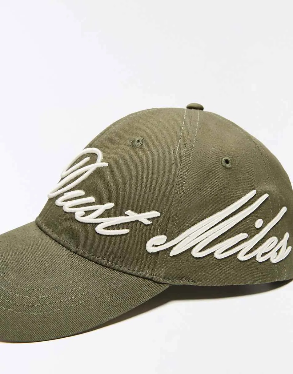 Bershka Embroidered cap in green