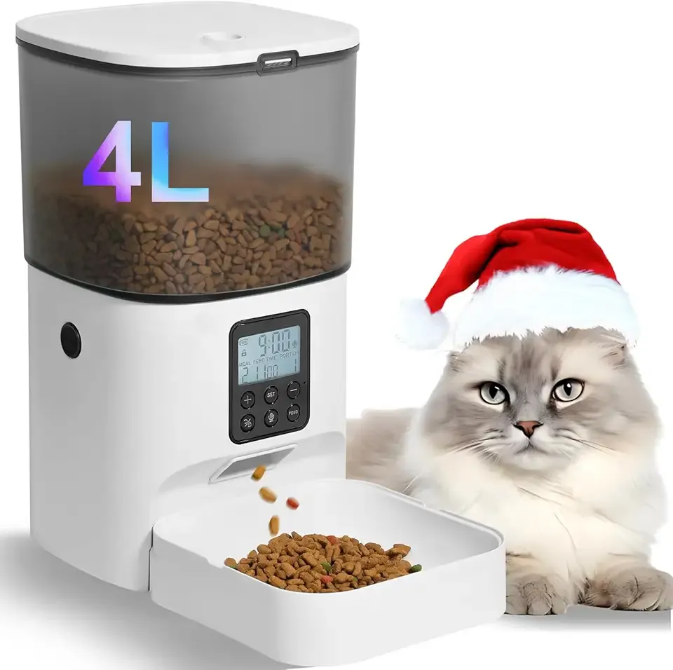 ANDOLL HOME Automatic Cat Feeder, 4L Cat Food Dispenser with 10s Voice Recorder, Pet Feeder up to 8 Meals per Day, Timed Dog Feeder with Dry Food Sealed Ring