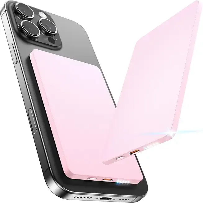 5000mAh for Magsafe Battery Pack Mini 22.5W Wireless Power Bank Fast Charging USB C in Out Power Pack, Magnetic Portable Charger Slim Powerbank for iPhone 17 16 15 14 13 Plus/ Pro/ Pro Max Rose Gold