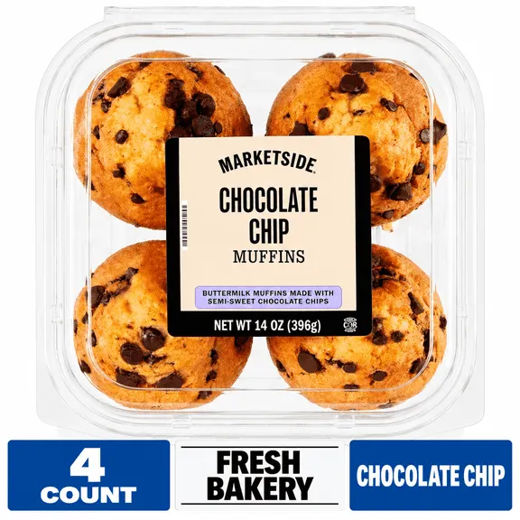 Rollback, Marketside Moist Chocolate Chip Muffins, 14 oz, 4 Count $3.98 Was $4.46 28.4 ¢/oz
