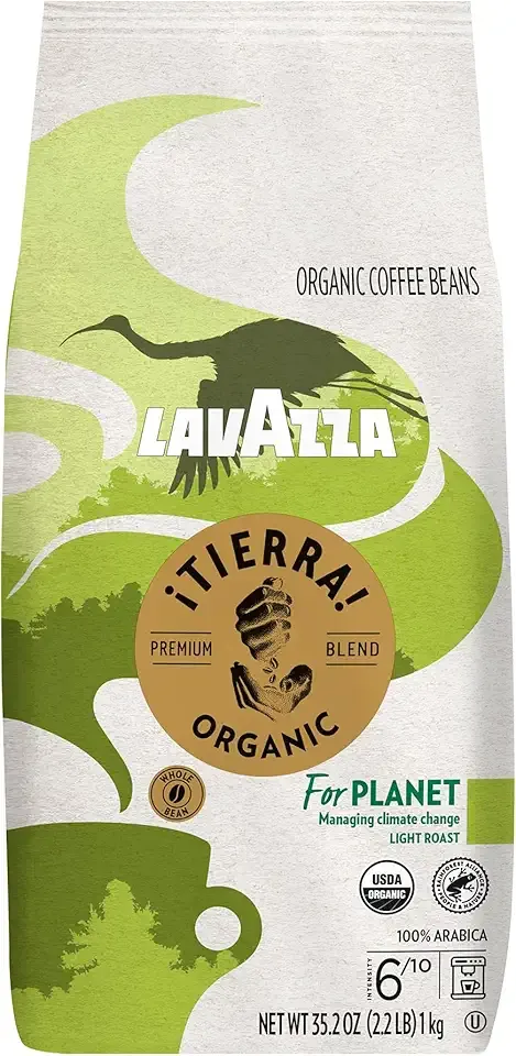 Lavazza ¡Tierra! Organic for Planet Whole Bean Coffee, Light Roast, 100% Arabica, 2.2 lb Bag (pack of 1)