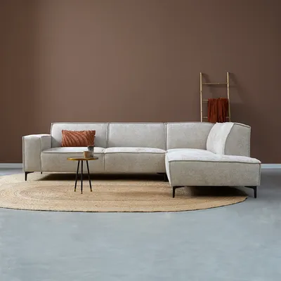 Hoekbank Valora beige ottoman rechts
