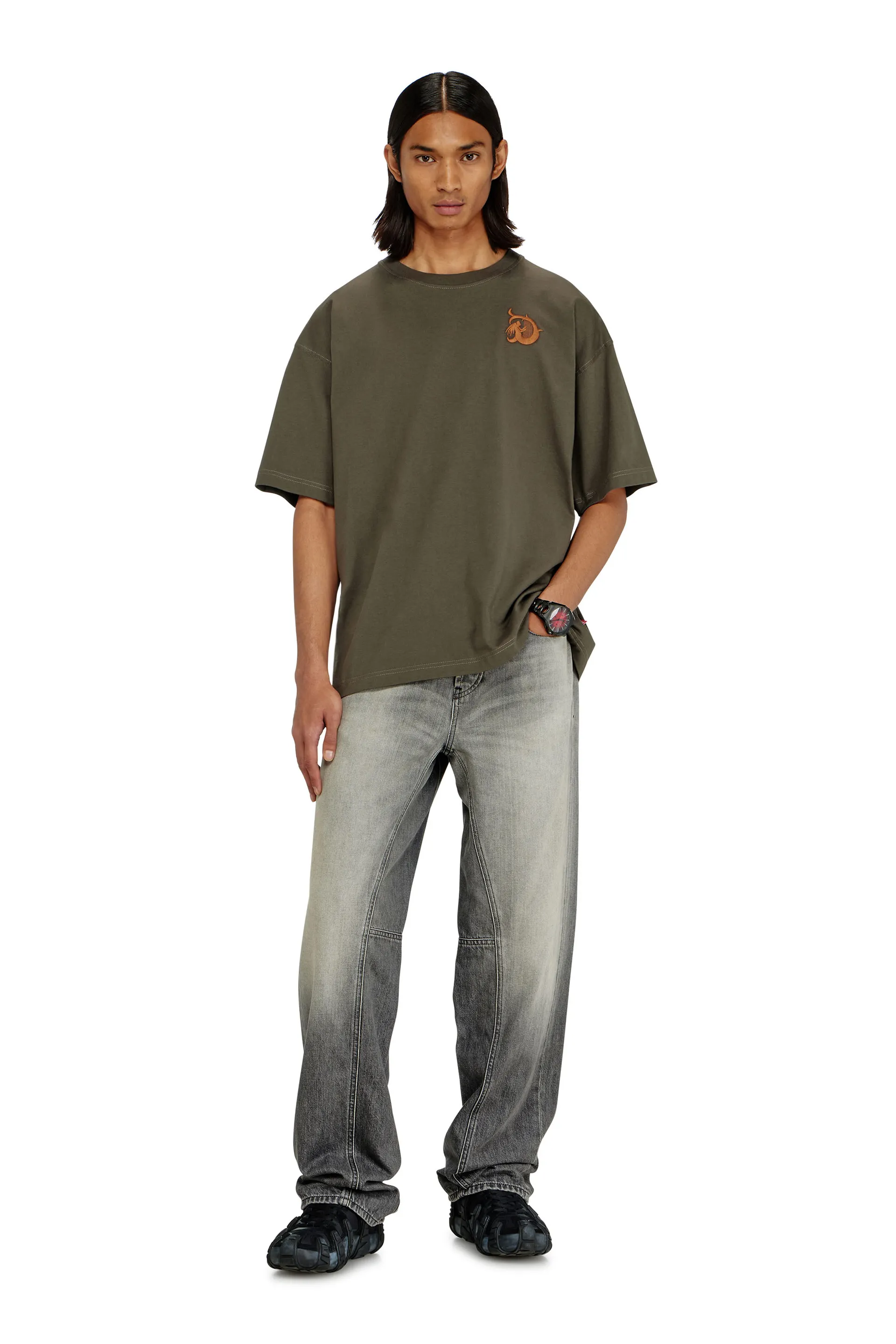 Jersey T-shirt with flocked print