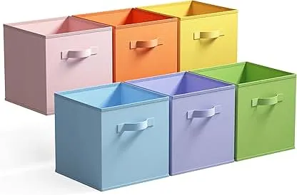 GRANNY SAYS 11 Inch Cube Storage Bins, Colorful Cube Storage Organizer, Fabric Storage Bins, Storage Cubes for Shelves, Closet, Toy Storage Bins for Kids Room, Play Room, Colour, 6-Pack GRANNY SAYS 11 Inch Cube Storage Bins, Colorful Cube S…
