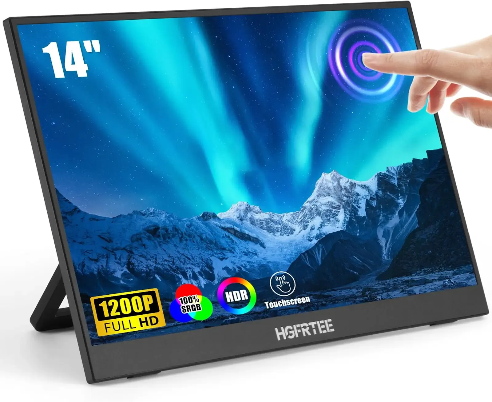 Portable Monitor Touchscreen 14", 1920x1200 60Hz USB-C & FHD External Display Touch Screen for Laptop/Mac/Gaming/Office, VESA Mountable Travel Monitor with Built-in Speakers-LCD Panels