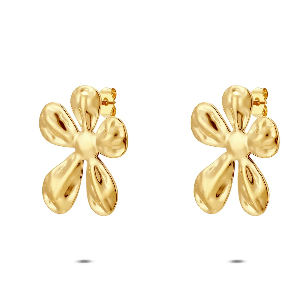 Oorbel in edelstaal, bloemvorm