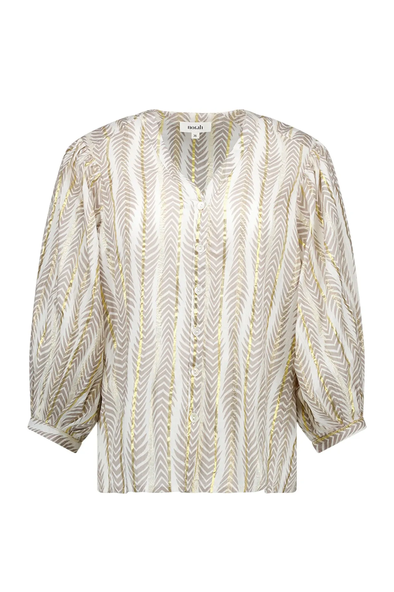 Ecru/grijze blouse met print