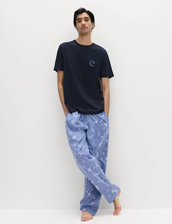 Schlafanzugset aus reiner Baumwolle mit Laternenmotiv