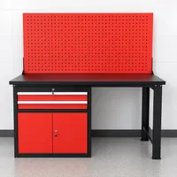 Werkbank mit 2 Schubladen, 2 Türen und Lochrückwand, 150 x 75 x 80 cm