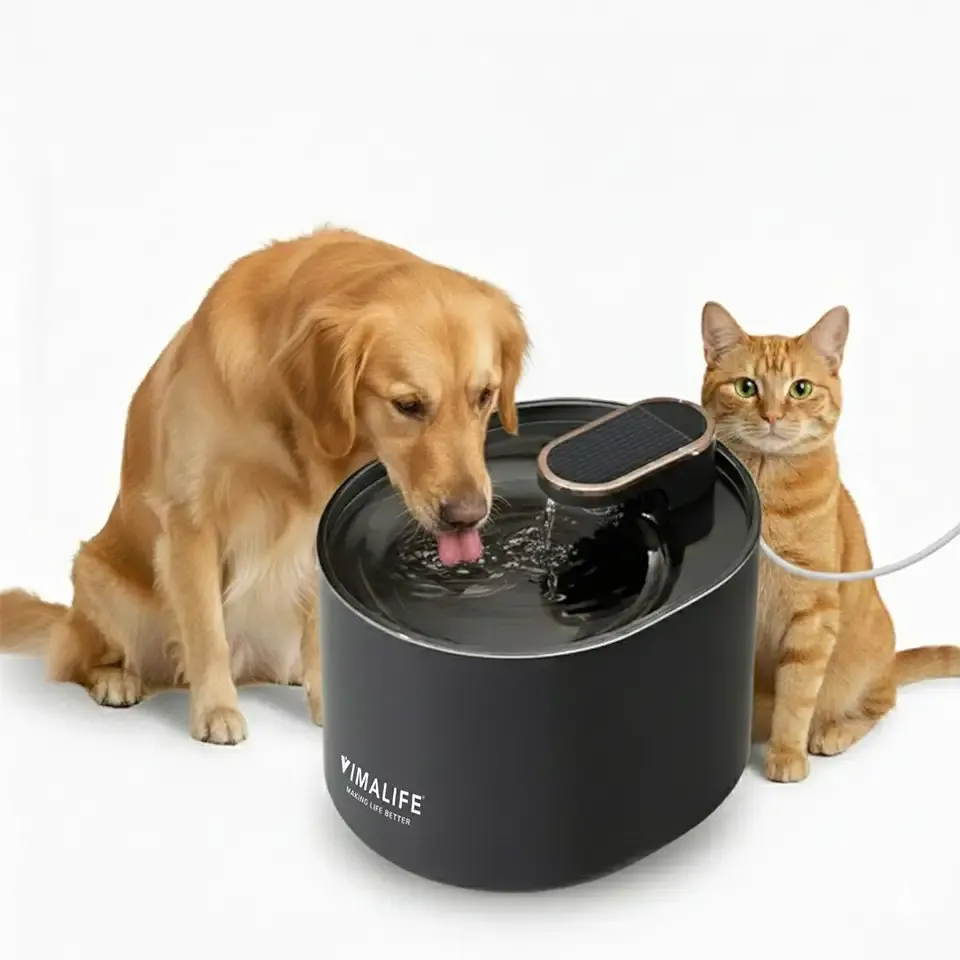 Vimalife Stainless Steel Cat Dog Water Fountain, 3L/101oz for Dogs & Cats Automatic Water Dispenser, Food Grade Pet Drinking Fountain with Filter System, Quiet & Easy Clean, Navy Blue