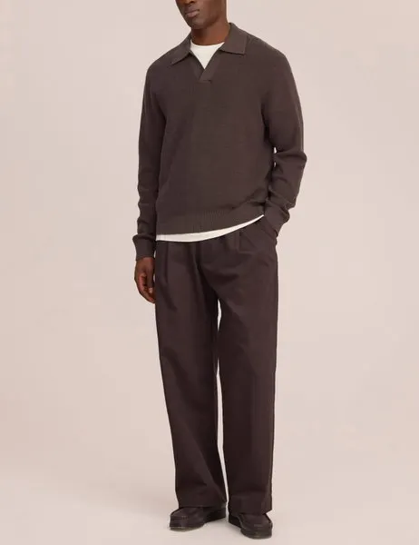 Hope Rib Polo Sweater 60060 Brown Melange