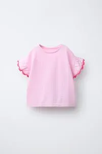 STRIPED PEPLUM T-SHIRT WITH CONTRAST TRIM