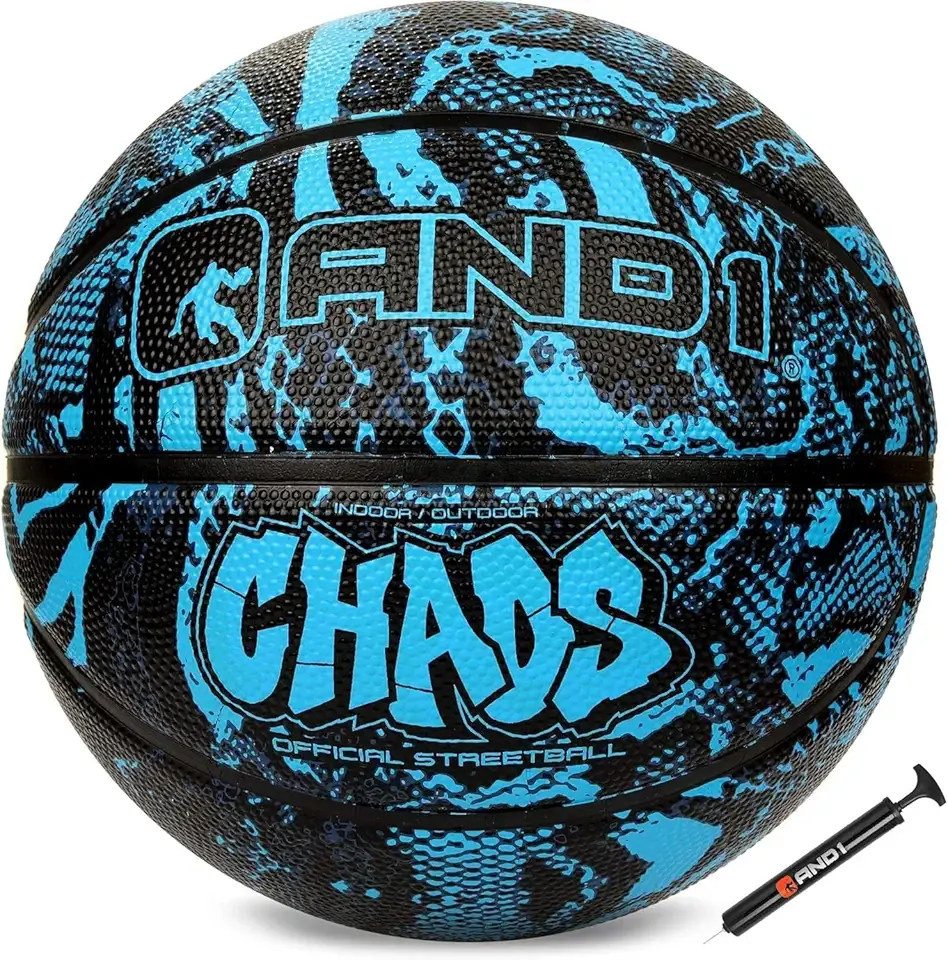 AND1 Chaos Basketball: Official Regulation (29.5 inches) Rubber - Deep Channel Construction Streetball, Made for Indoor Outdoor Basketball Games