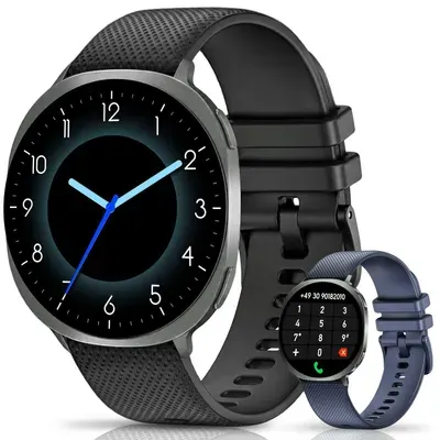 Smartwatch Damen Herren 1,43"AMOLED Display mit Pulsuhr/Blutdruck/SpO₂/Schlafmonitor,Fitness Tracker mit 110+ Sportmodi,Schrittzähler,IP68,Android iOS