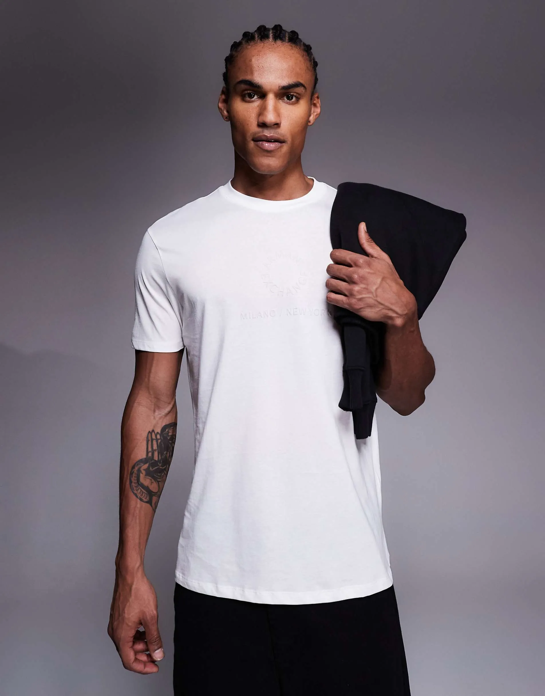Armani Exchange central logo t-shirt in off white