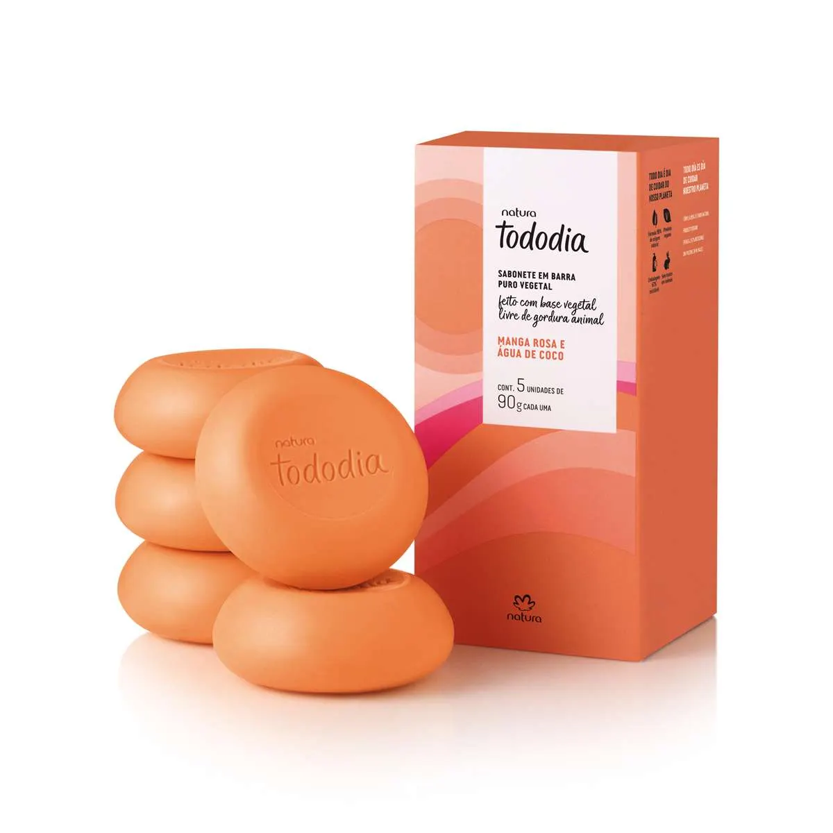 Sabonete em Barra Puro Vegetal Tododia Manga Rosa e Água de Coco (5 unidades)