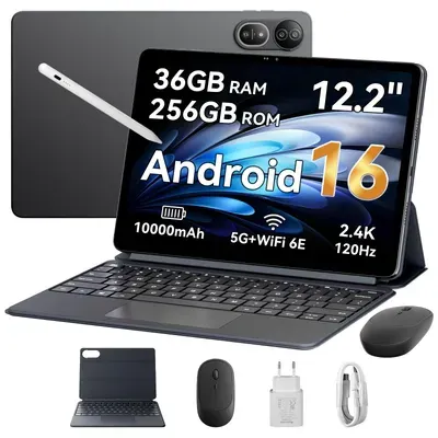 Blackview MEGA 12 Tablet, IP69K wasserdicht, 12.2" 2.4K 120Hz Display, 36(12+24)GB+256GB, 50MP+4K, 10000mAh, 55W, Inkl. Tastaturhülle/Maus/Stift usw.