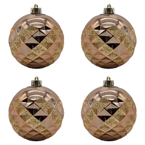 Enchanted Forest® 80mm Copper Candy Swirl Shatterproof Ornaments - 4 Pack