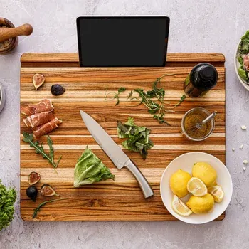 Teakhaus Reversible XL Cutting Board with Smartphone/Tablet Cut Out