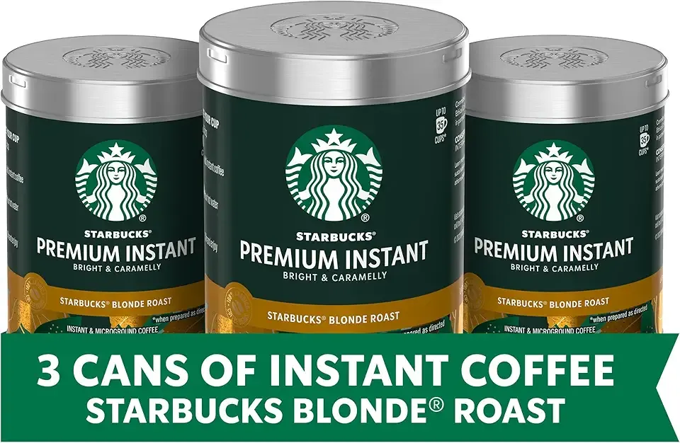 Starbucks Premium Instant Coffee, Blonde Roast, 100% Arabica Beans, 3 Pack (3.17 Oz Each)