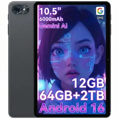 TABWEE T80 Tablet 10.5 Zoll,Android 16, 64GB ROM, 1280 x 800 pixel, 6000mAh Akku, 5MP Kamera, 5G WiFi, Bluetooth,Gemini AI Tablet