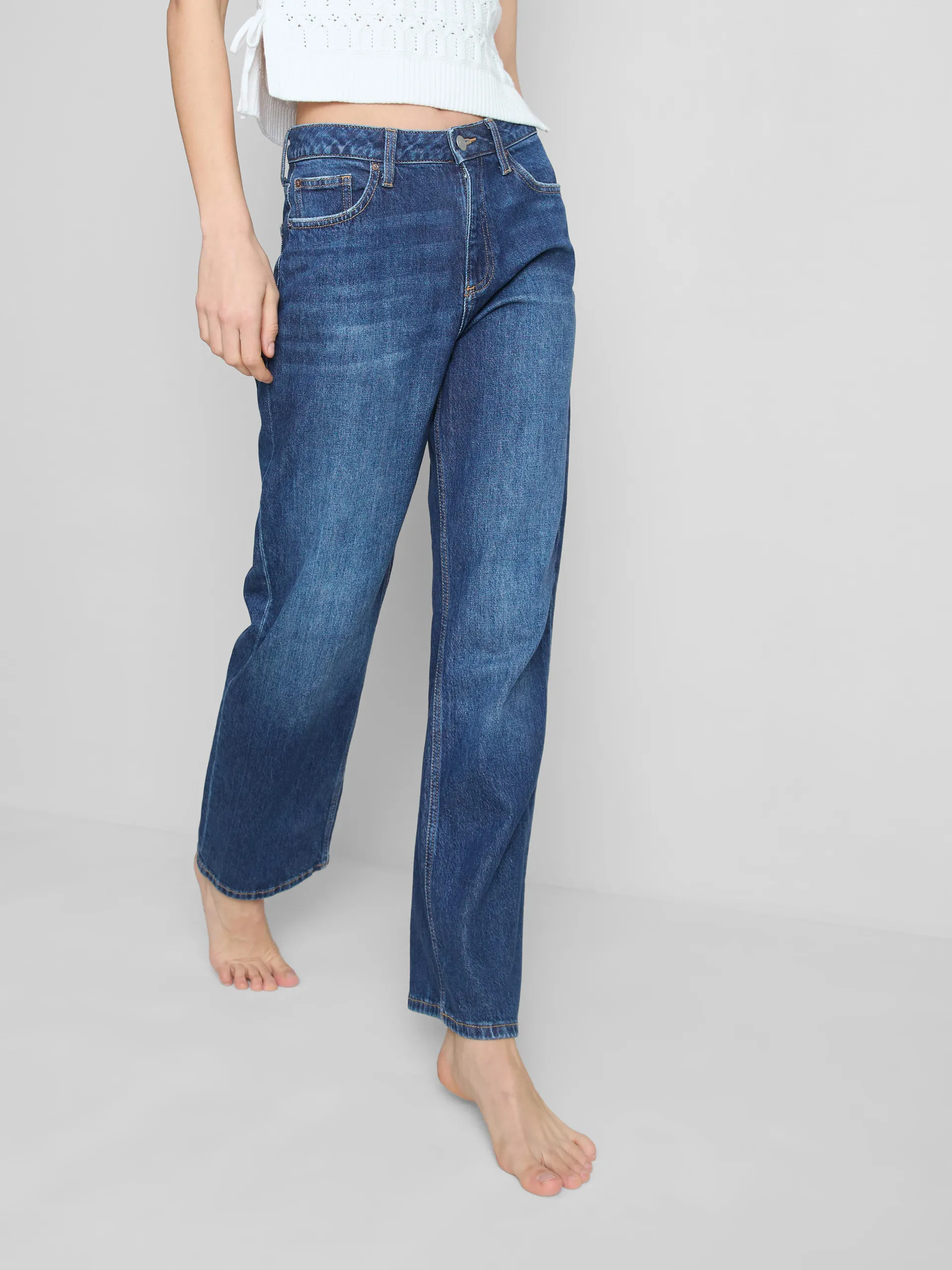 Jean droit taille haute