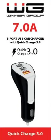 Autonabíječka 3x USB/total (QC 7.0A) černá
